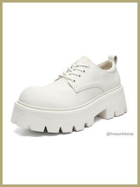 Faux Leather Round Toe Platform Oxfords Men's Lace Up Dress Shoes